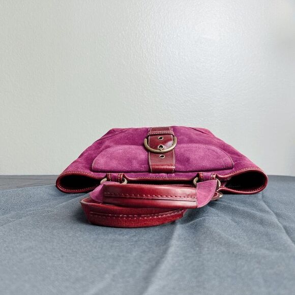 Coach Hampton Bucket Purple Suede Leather Shoulder SOHO Mid Size Tote Bag 9676 - Picture 3 of 12